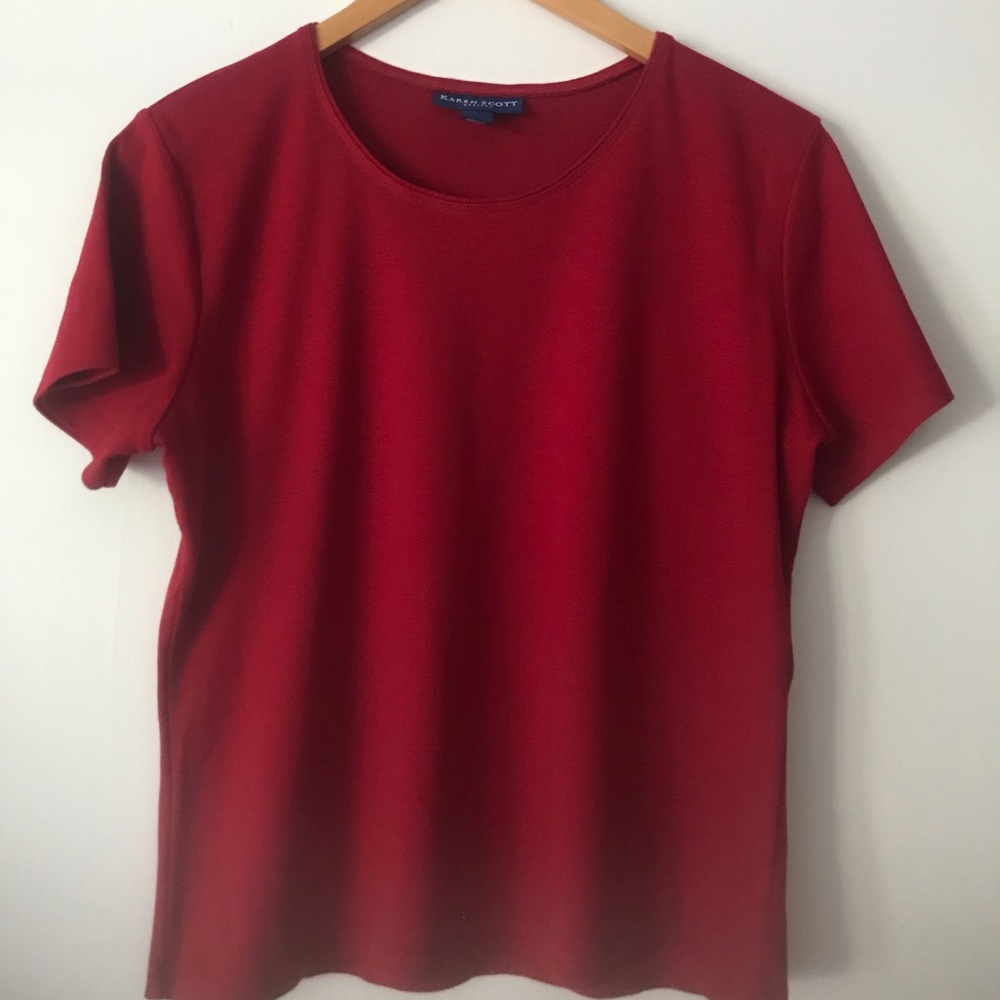 Karen Scott red t-shirt